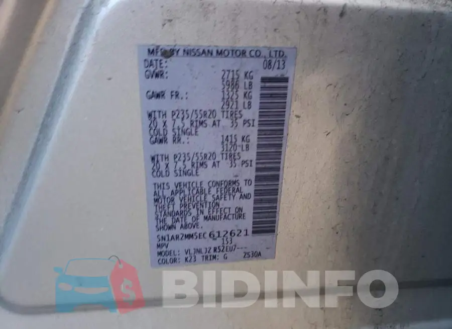 5N1AR2MM5EC612621 Photo# 13