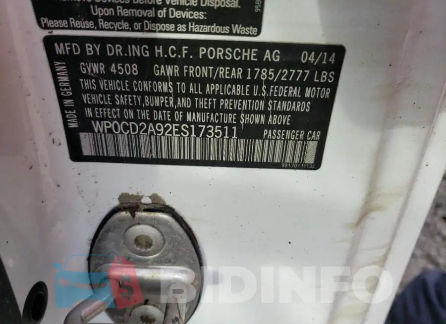 WP0CD2A92ES173511 Photo# 13