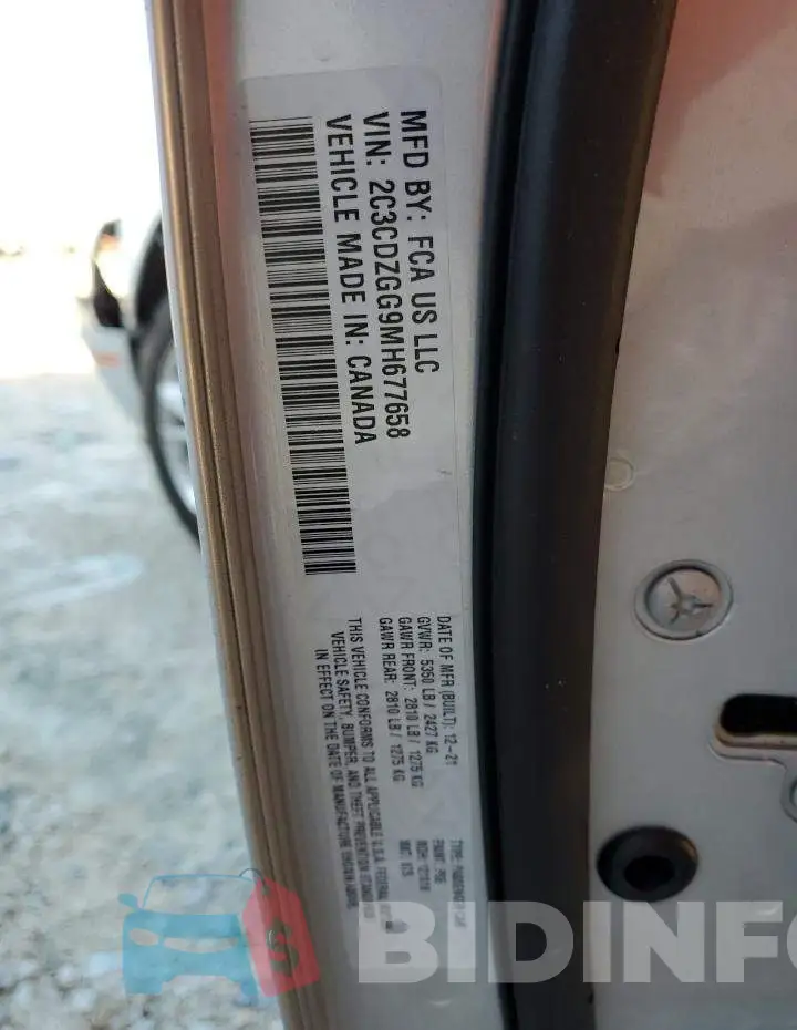 2C3CDZGG9MH677658 Photo# 12