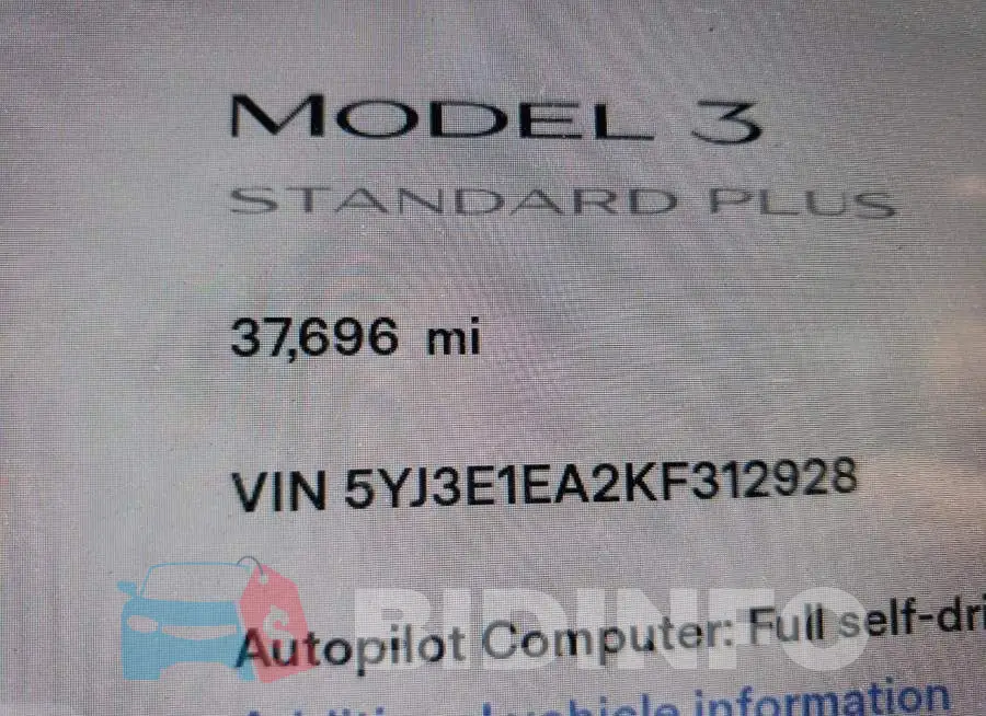 5YJ3E1EA2KF312928 Photo# 8