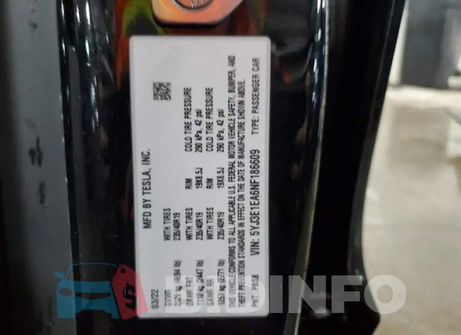5YJ3E1EA6NF186609 Photo# 13