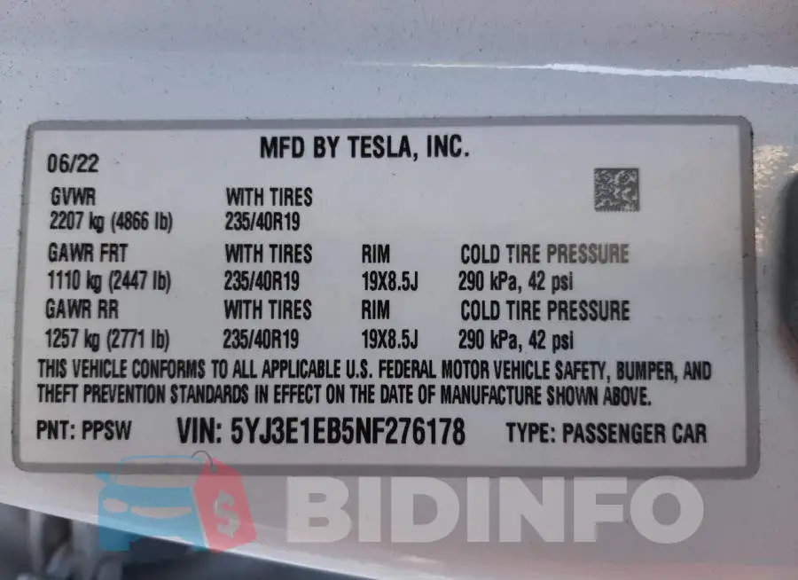 5YJ3E1EB5NF276178 Photo# 13