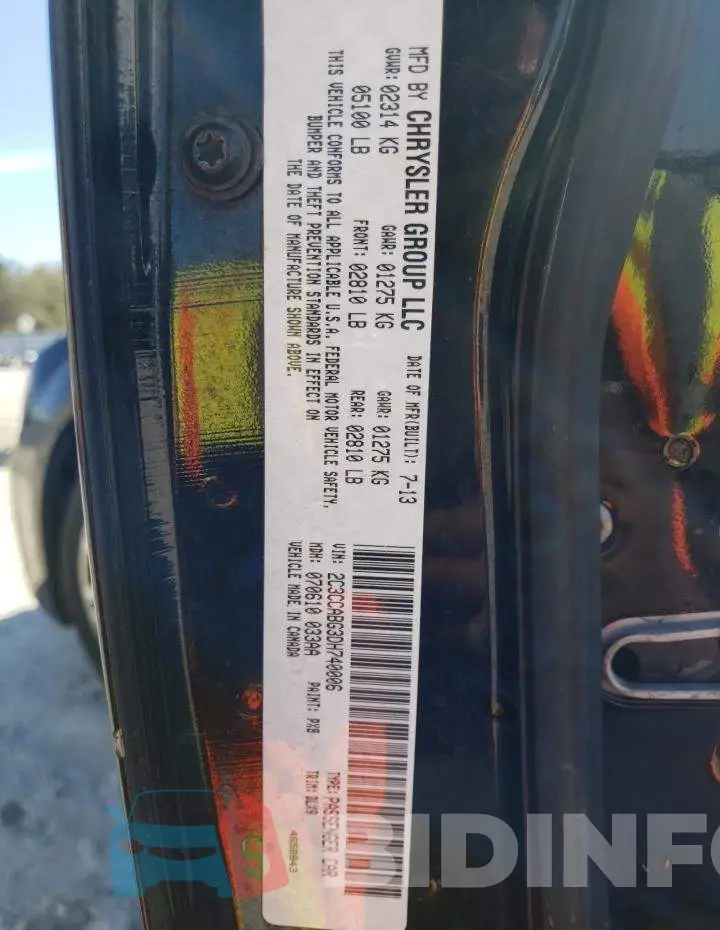 2C3CCABG3DH740006 Photo# 12