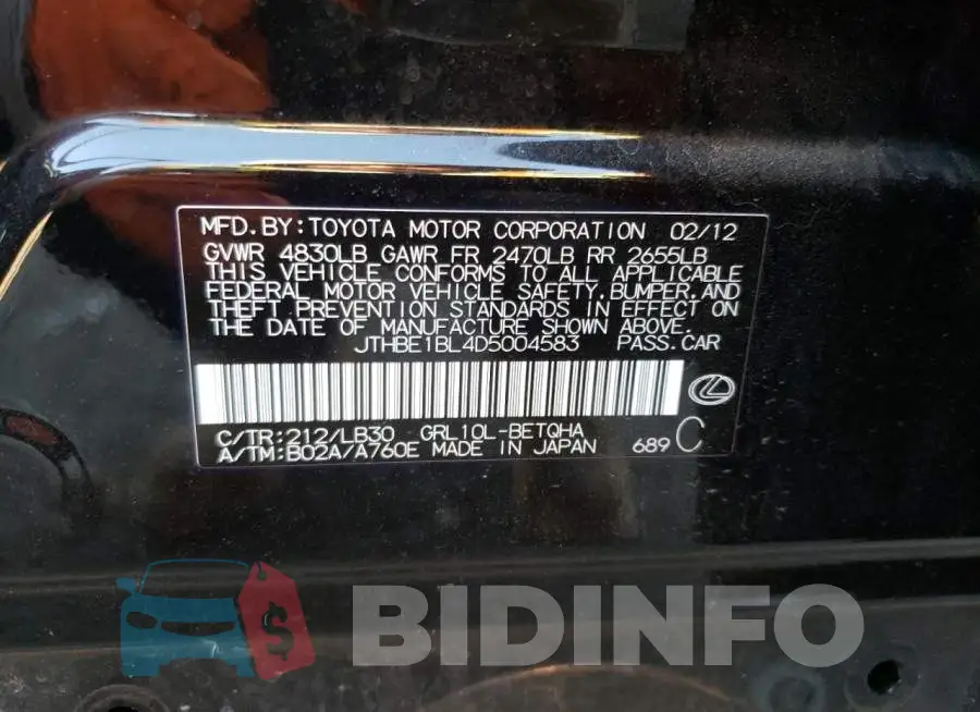 JTHBE1BL4D5004583 Photo# 10