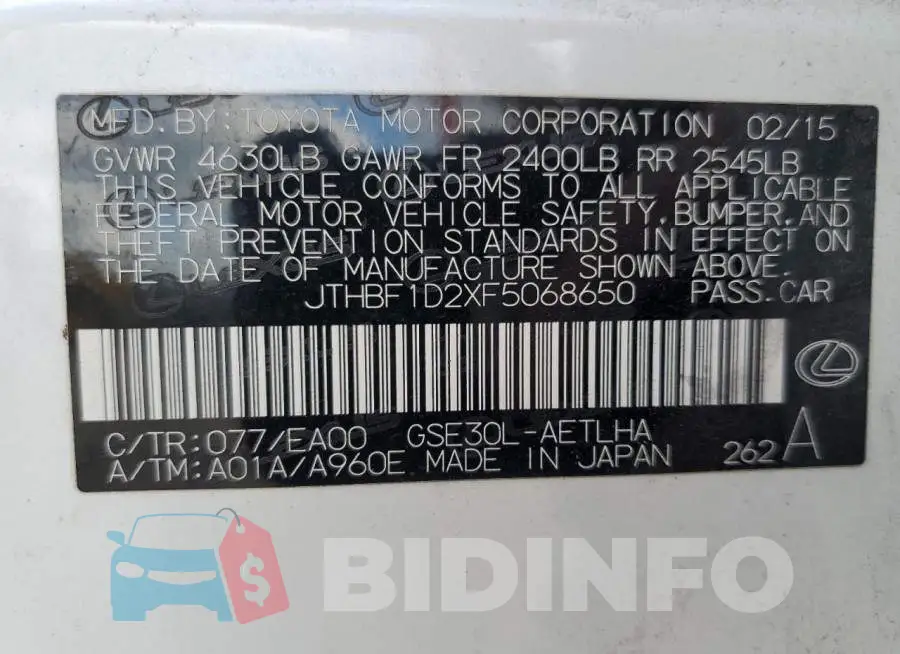 JTHBF1D2XF5068650 Photo# 13
