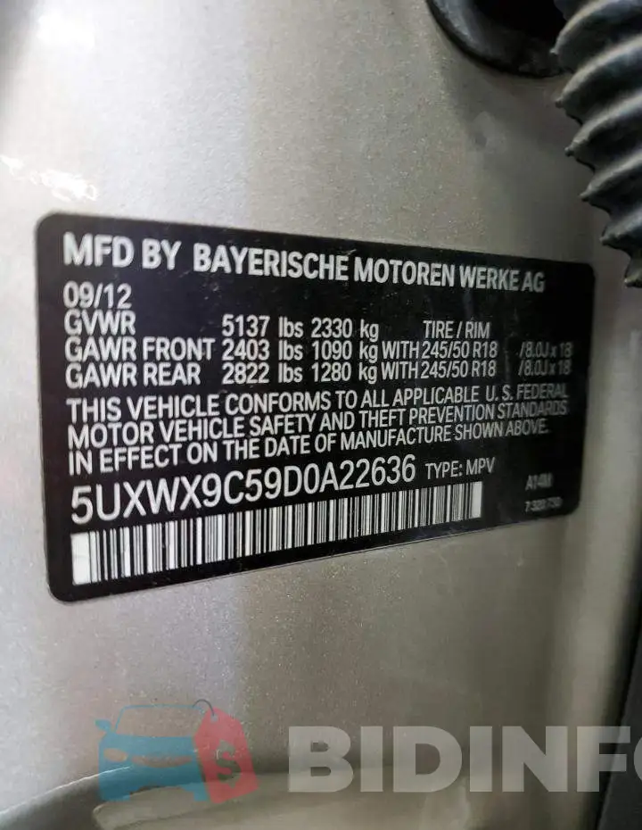 5UXWX9C59D0A22636 Photo# 13