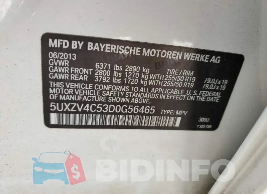 5UXZV4C53D0G56465 Photo# 10