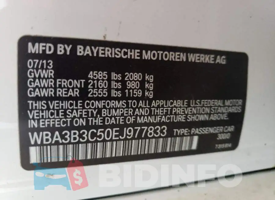 WBA3B3C50EJ977833 Photo# 9
