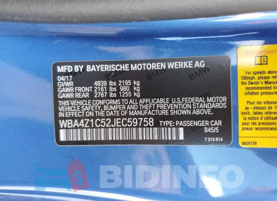 WBA4Z1C52JEC59758 Photo# 13