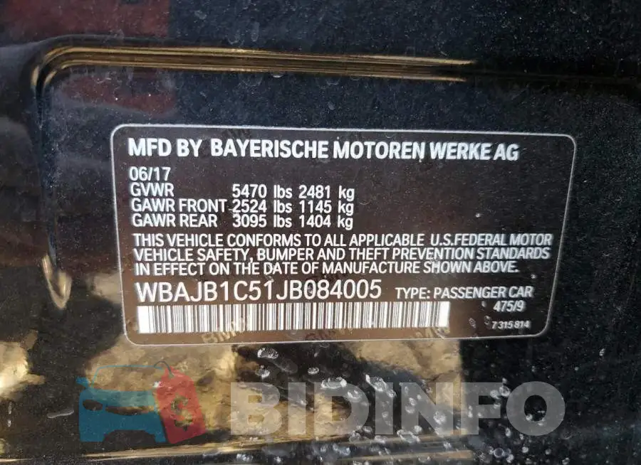 WBAJB1C51JB084005 Photo# 12