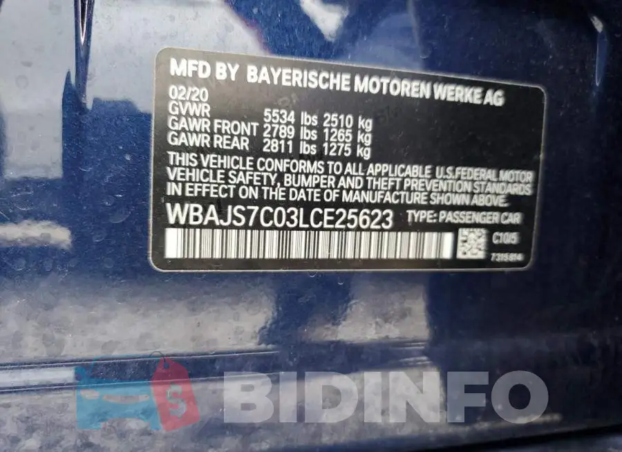 WBAJS7C03LCE25623 Photo# 10