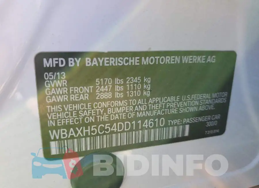 WBAXH5C54DD114610 Photo# 10