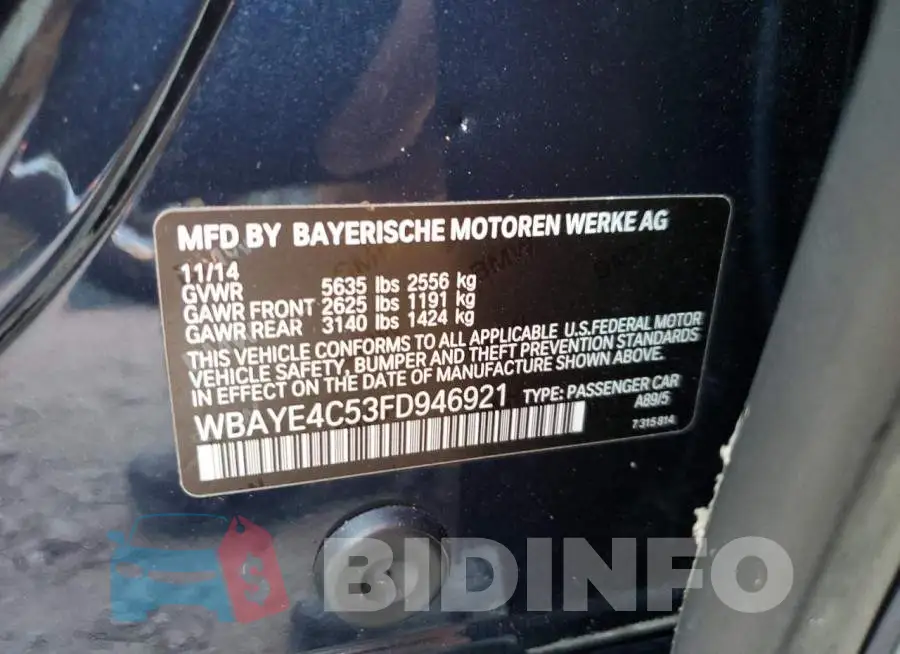 WBAYE4C53FD946921 Photo# 10