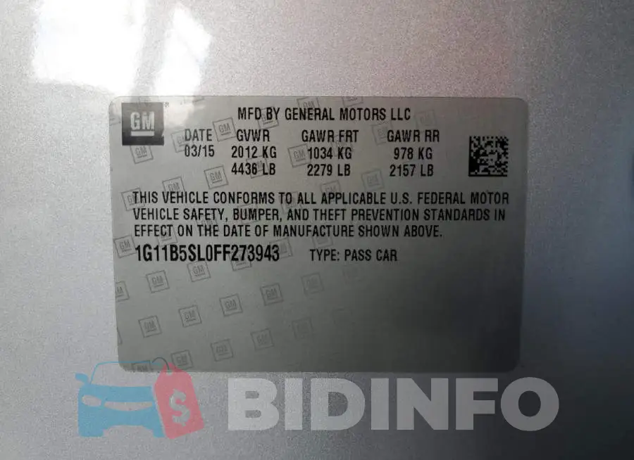 1G11B5SL0FF273943 Photo# 12