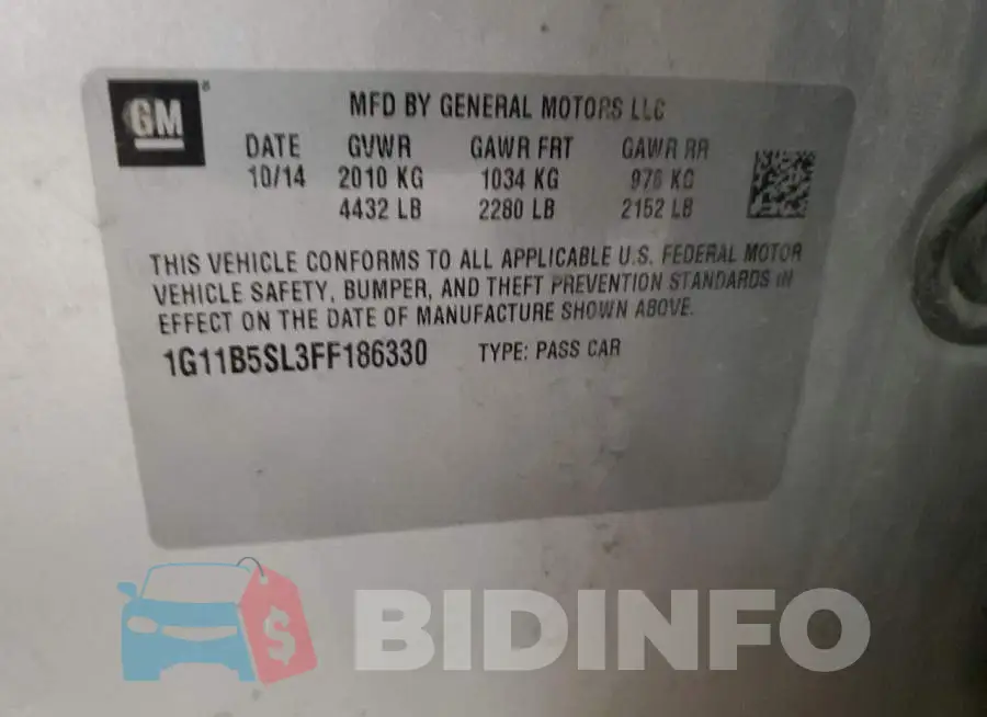 1G11B5SL3FF186330 Photo# 13