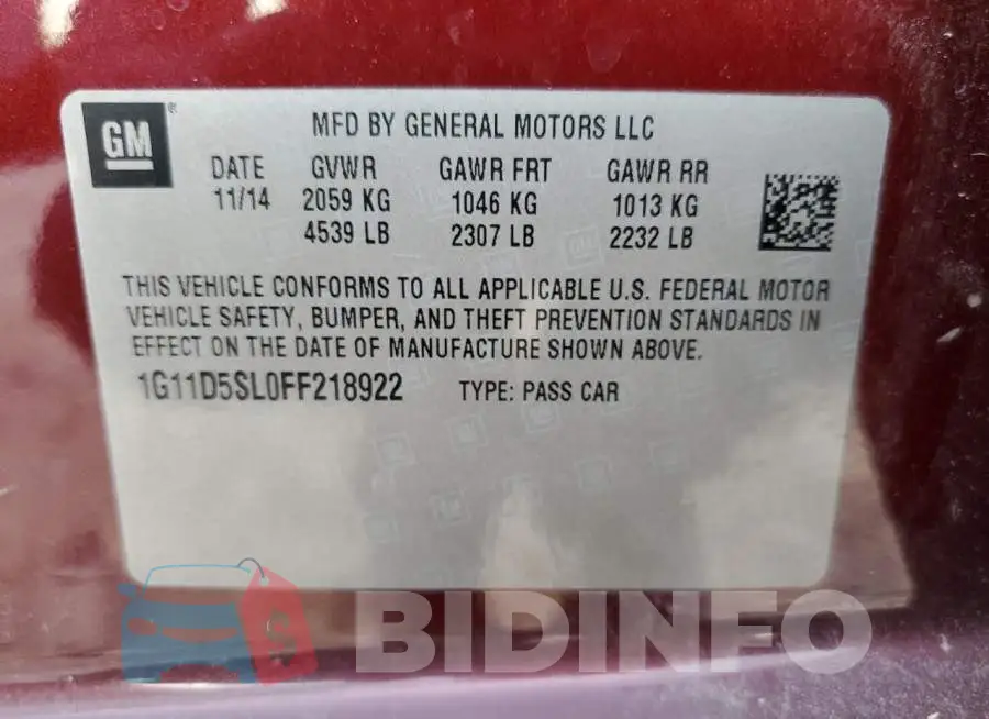 1G11D5SL0FF218922 Photo# 12