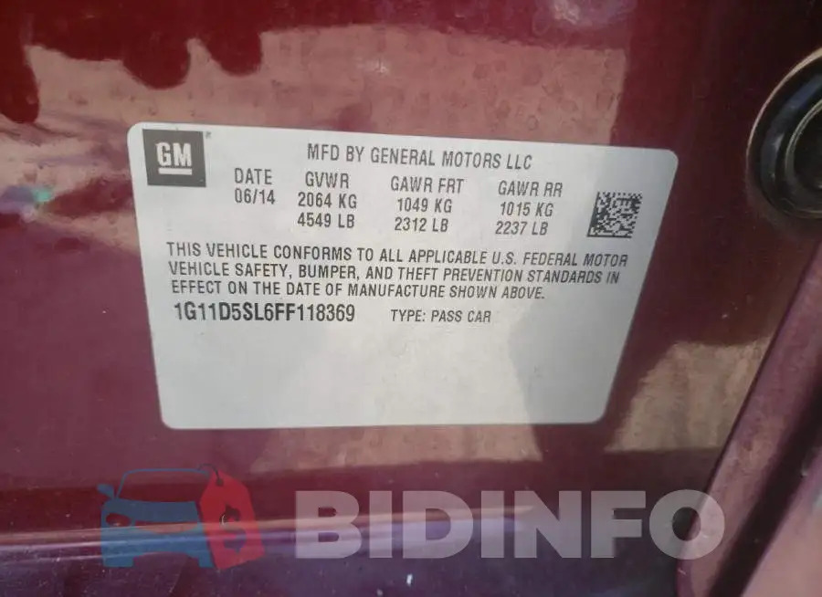 1G11D5SL6FF118369 Photo# 10