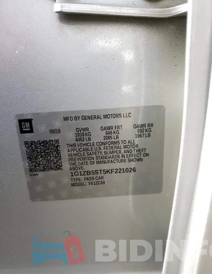 1G1ZB5ST5KF221026 Photo# 10