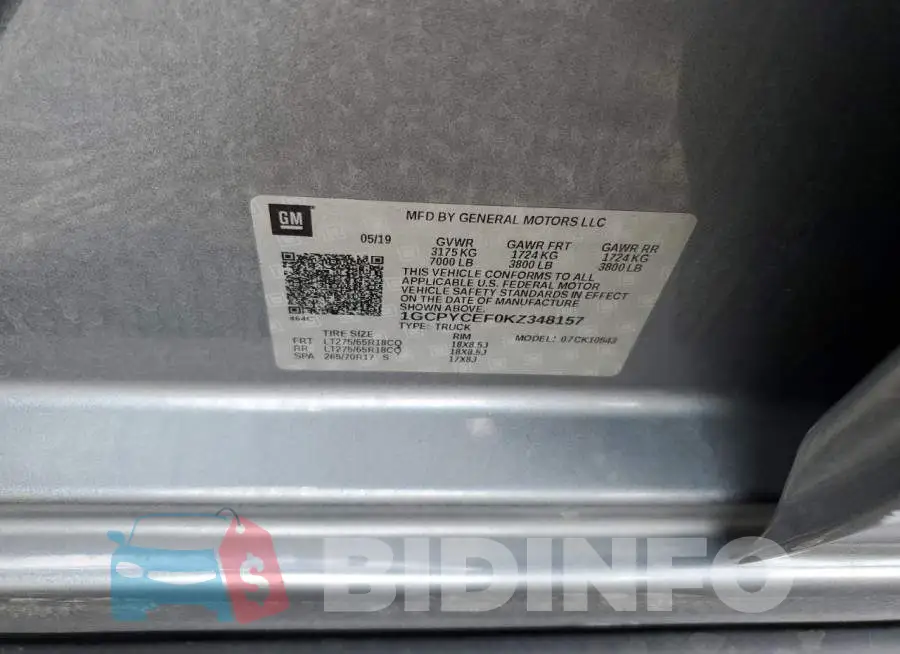 1GCPYCEF0KZ348157 Photo# 10