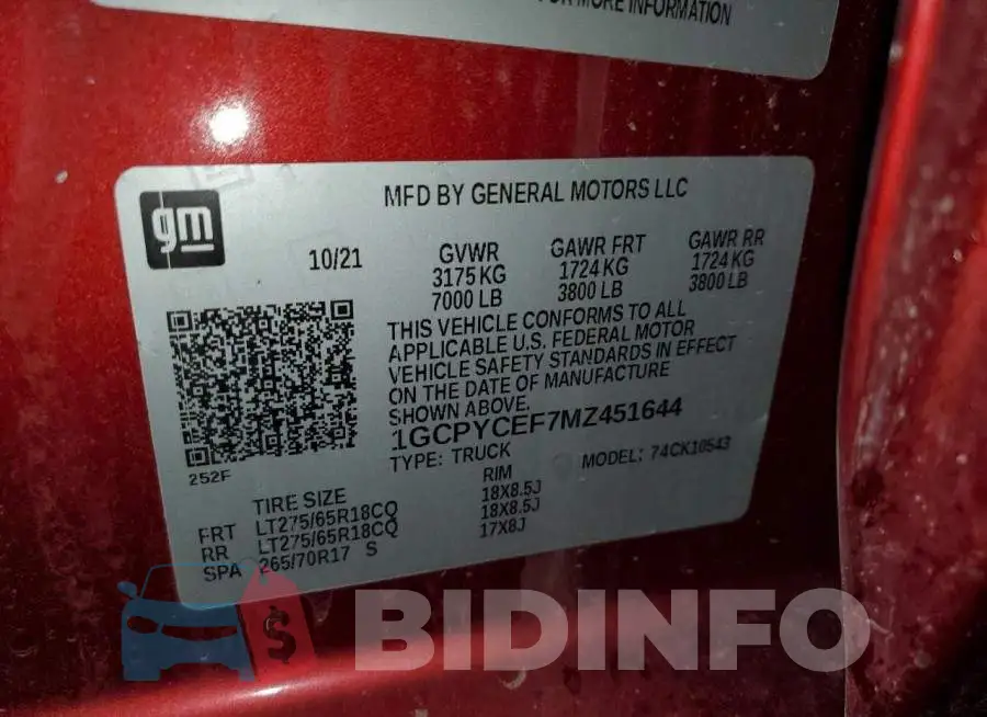 1GCPYCEF7MZ451644 Photo# 12