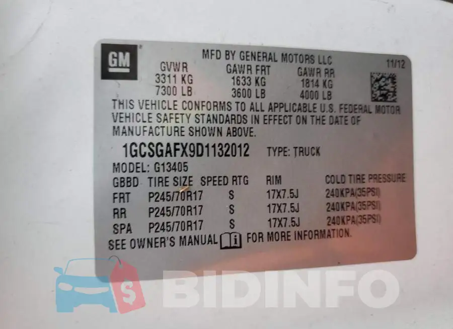 1GCSGAFX9D1132012 Photo# 13