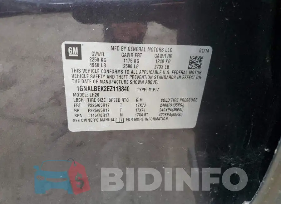 1GNALBEK2EZ118840 Photo# 13