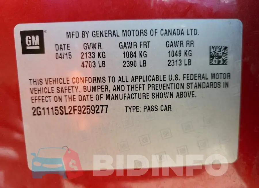 2G1115SL2F9259277 Photo# 12