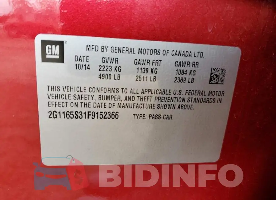 2G1165S31F9152366 Photo# 10