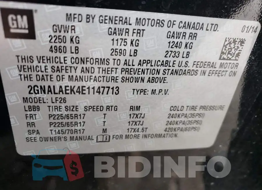 2GNALAEK4E1147713 Photo# 12