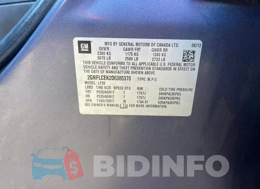 2GNFLCEK2D6385370 Photo# 10