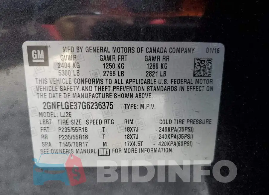 2GNFLGE37G6236375 Photo# 13