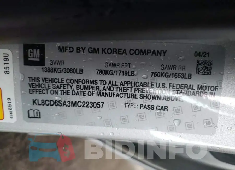 KL8CD6SA3MC223057 Photo# 10