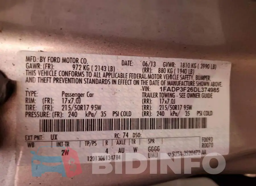 1FADP3F26DL374985 Photo# 10