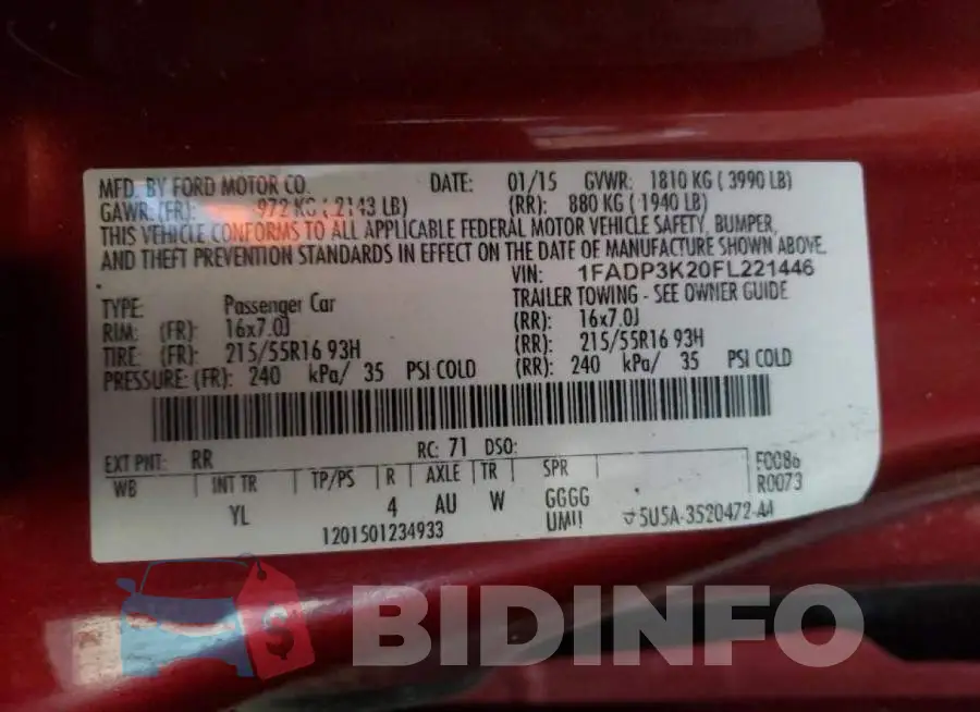 1FADP3K20FL221446 Photo# 10