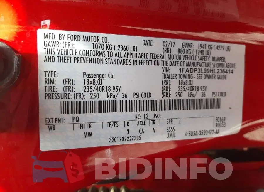 1FADP3L99HL236414 Photo# 10