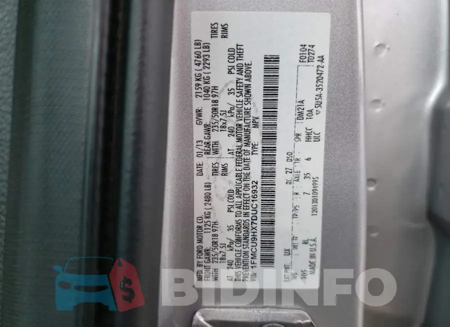 1FMCU9HX7DUC16932 Photo# 13