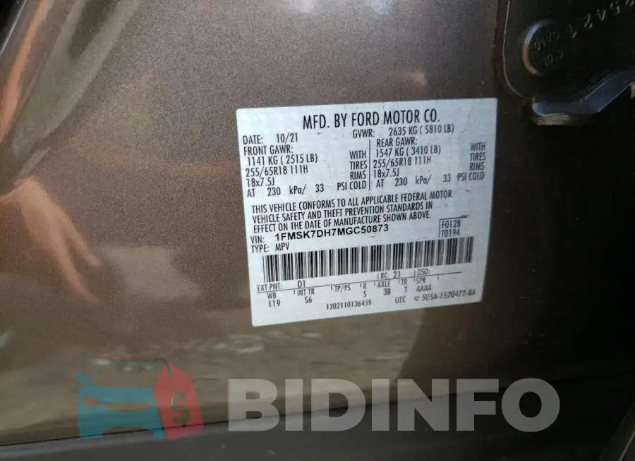 1FMSK7DH7MGC50873 Photo# 10