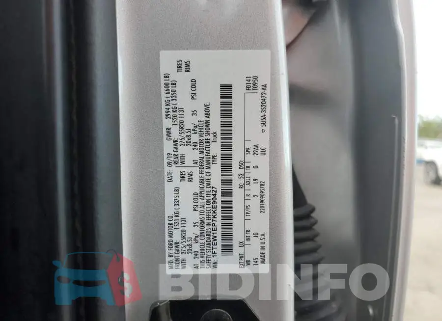1FTEW1EP7KKE90427 Photo# 10