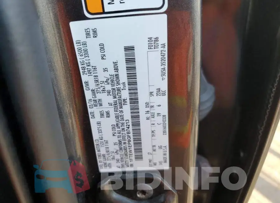 1FTEW1EP8GFB74213 Photo# 12