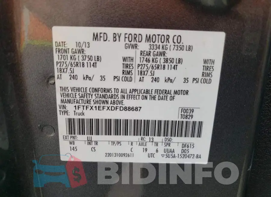 1FTFX1EFXDFD88687 Photo# 10