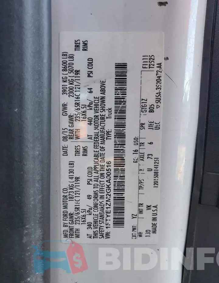 1FTYE1ZM2GKA00516 Photo# 10