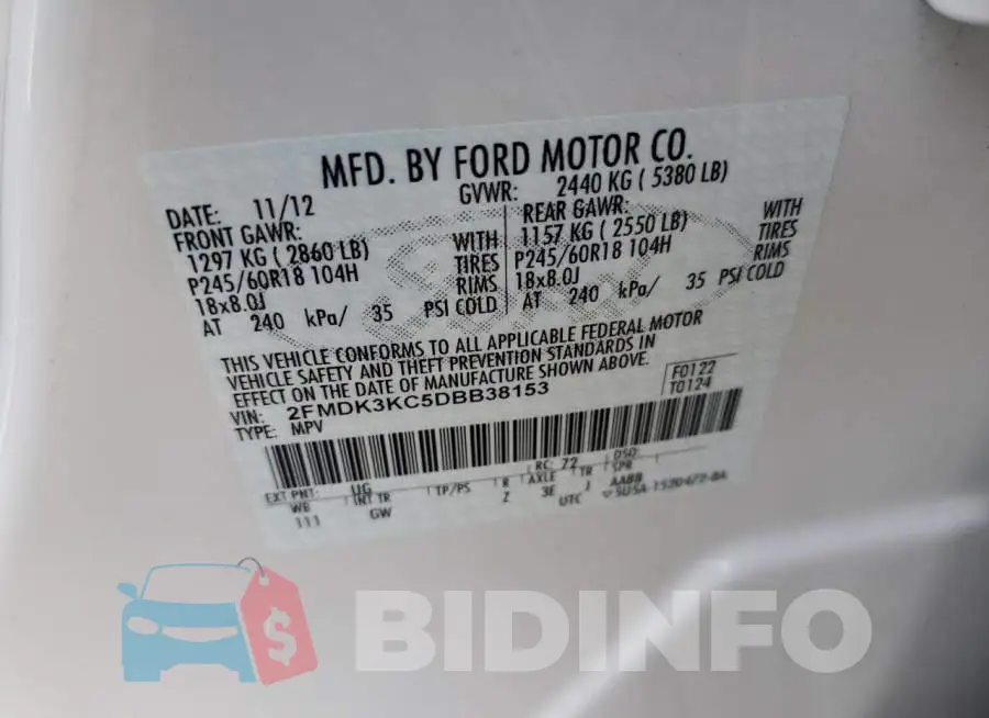 2FMDK3KC5DBB38153 Photo# 13