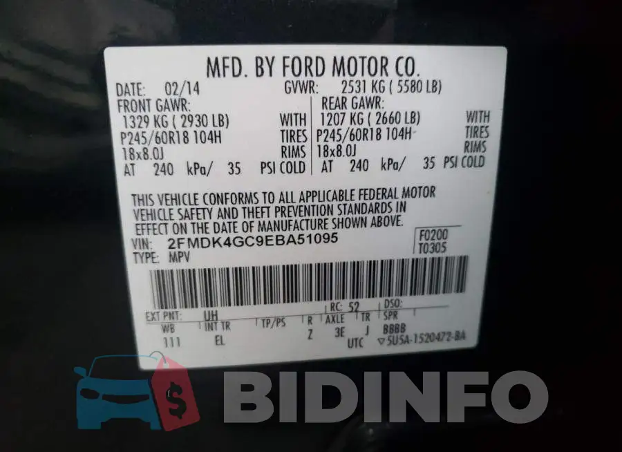 2FMDK4GC9EBA51095 Photo# 10
