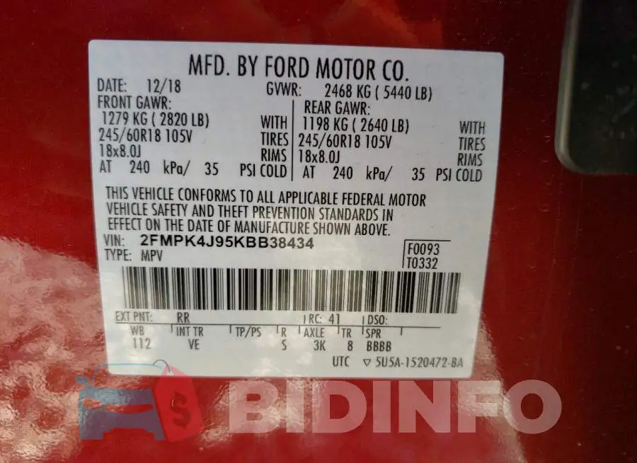 2FMPK4J95KBB38434 Photo# 10