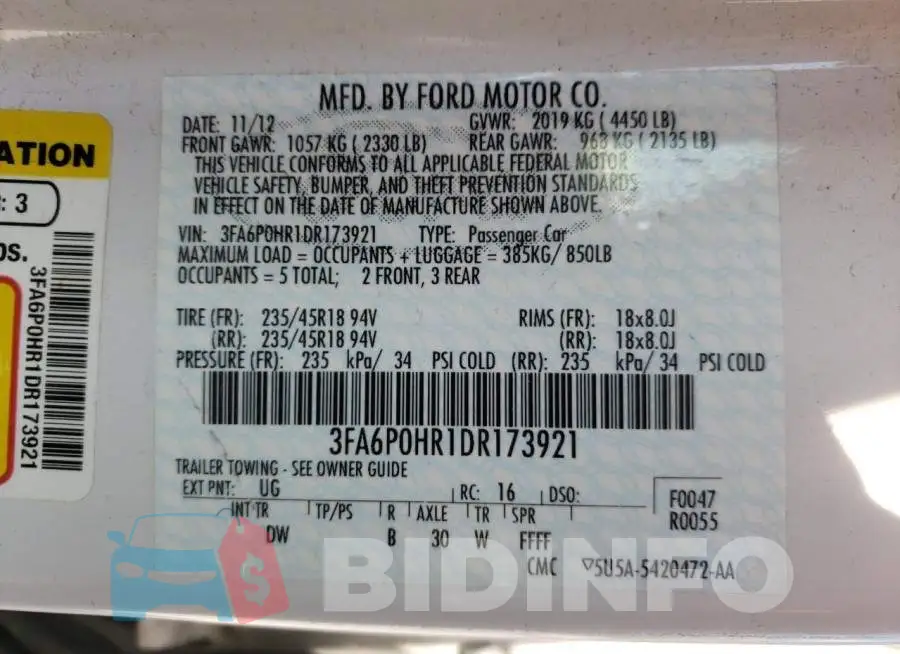 3FA6P0HR1DR173921 Photo# 10