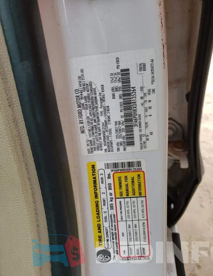 3FA6P0HRXDR135264 Photo# 12