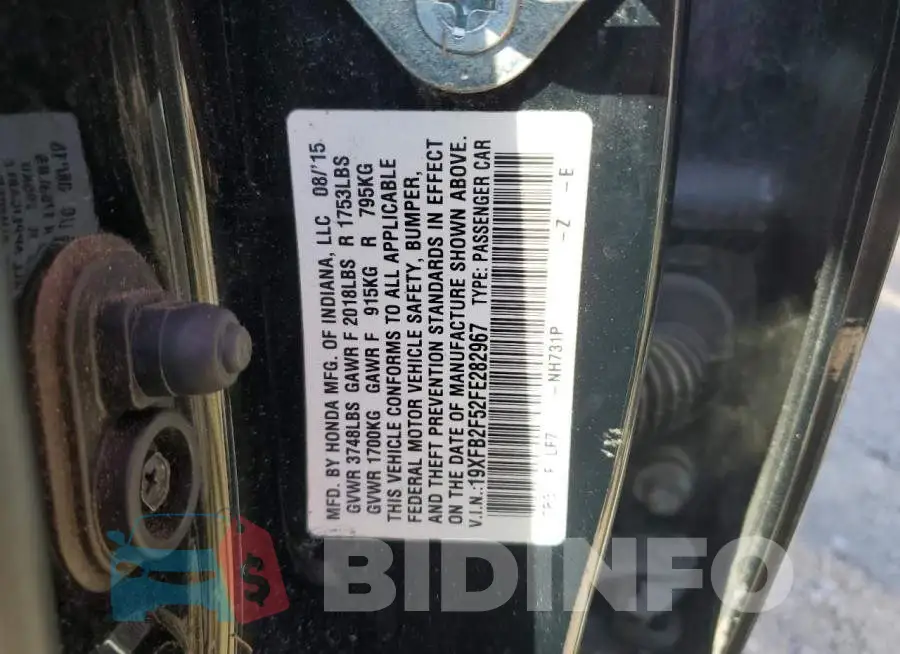 19XFB2F52FE282967 Photo# 10
