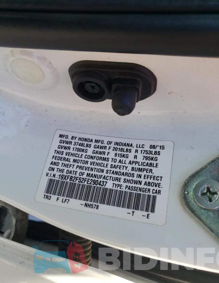 19XFB2F52FE290437 Photo# 10
