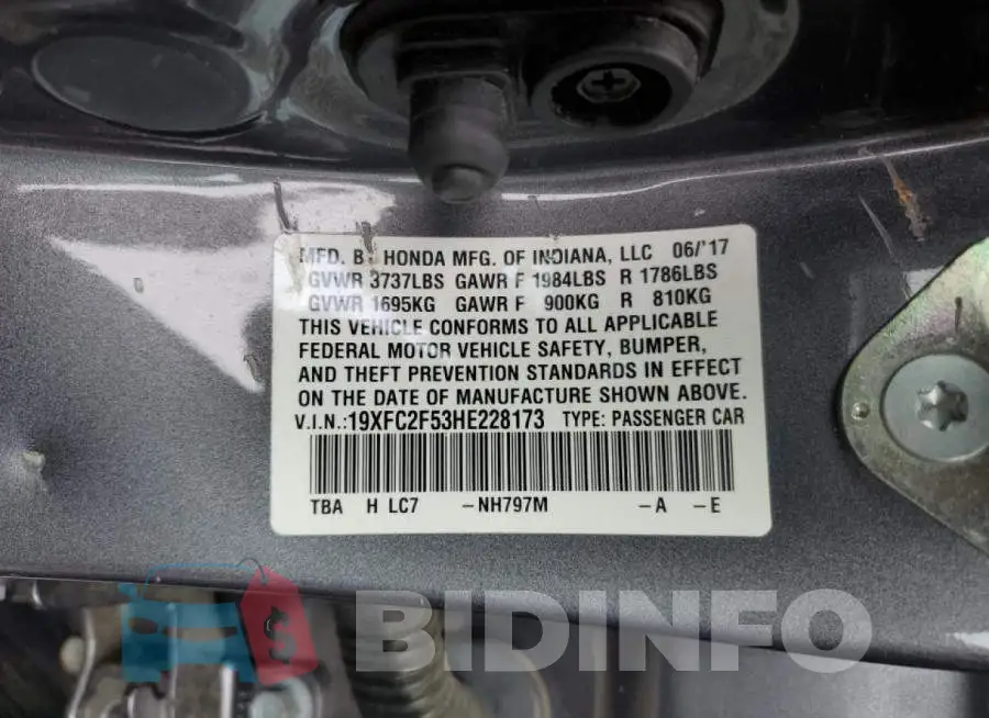 19XFC2F53HE228173 Photo# 10