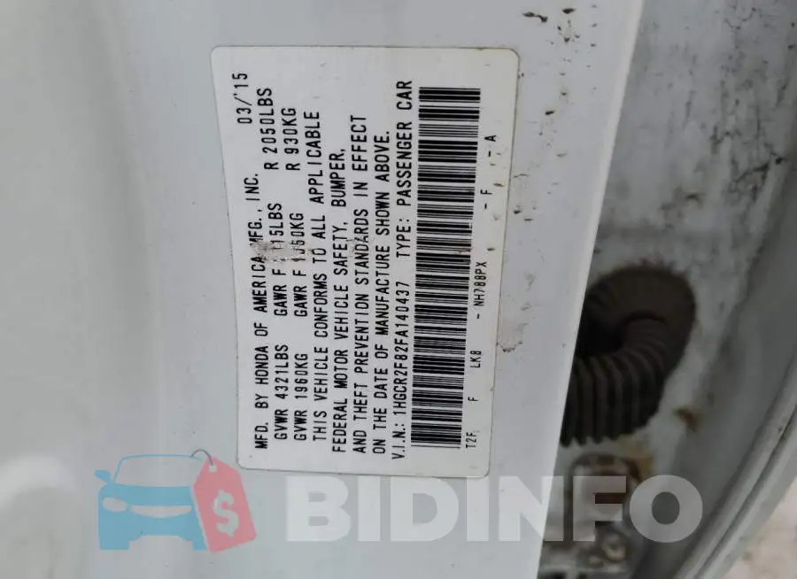 1HGCR2F82FA140437 Photo# 13